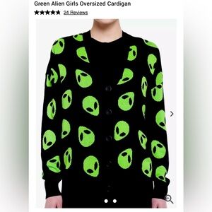 Social Collision Hot Topic Green Alien Cardigan
